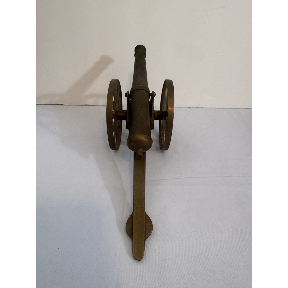 Vintage Brass Field Cannon Replica Carriage Desk Decor Moving Wheels Military - Picture 2 of 6